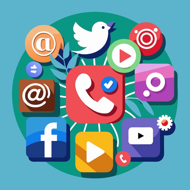 Colección completa de íconos de las redes sociales Ilustración vectorial