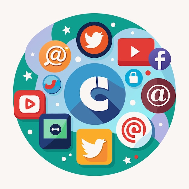 Colección completa de íconos de las redes sociales Ilustración vectorial