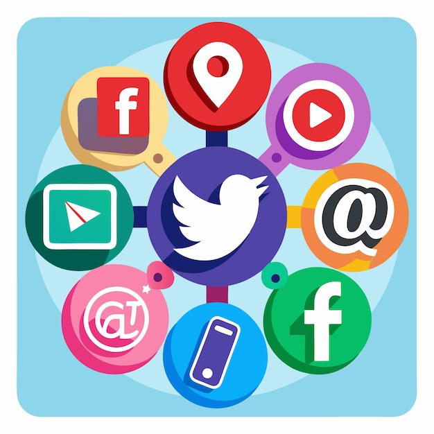Colección completa de íconos de las redes sociales Ilustración vectorial