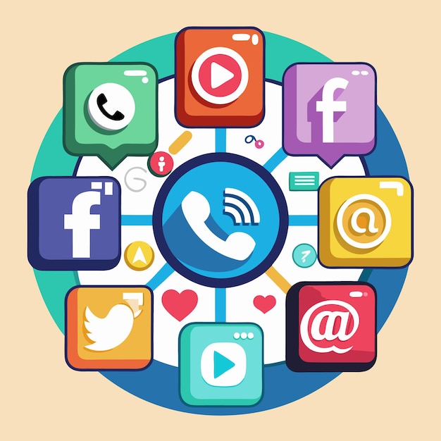 Colección completa de íconos de las redes sociales Ilustración vectorial