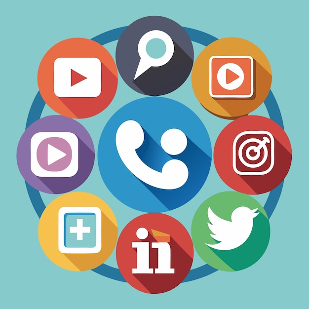 Colección completa de íconos de las redes sociales Ilustración vectorial