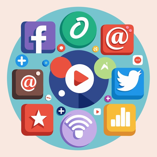 Colección completa de íconos de las redes sociales Ilustración vectorial