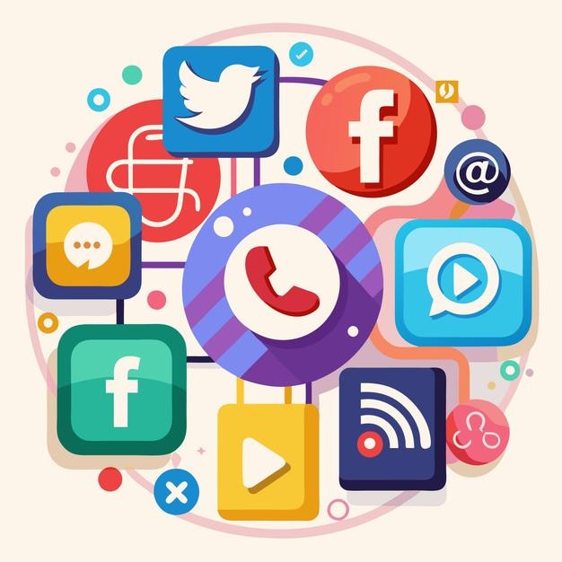 Colección completa de íconos de las redes sociales Ilustración vectorial