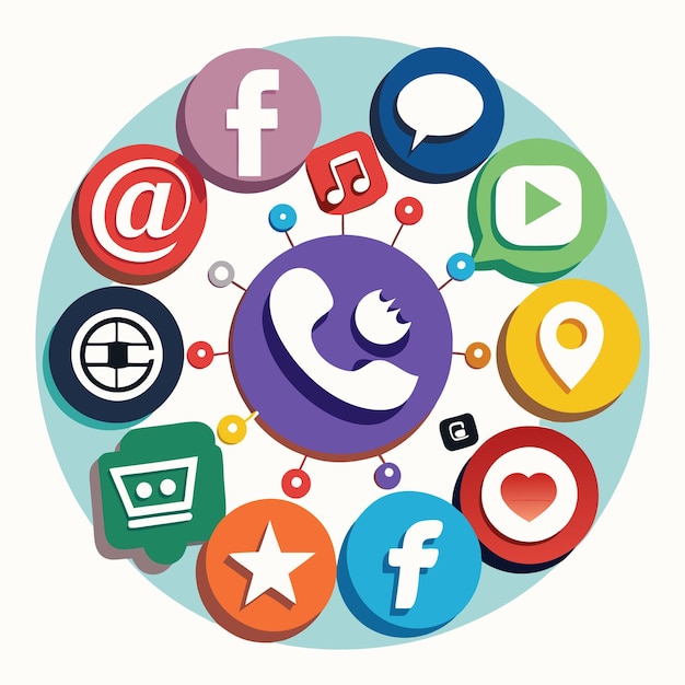Colección completa de íconos de las redes sociales Ilustración vectorial