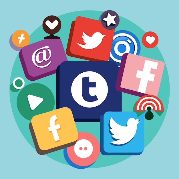 Colección completa de íconos de las redes sociales Ilustración vectorial