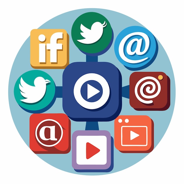 Colección completa de íconos de las redes sociales Ilustración vectorial