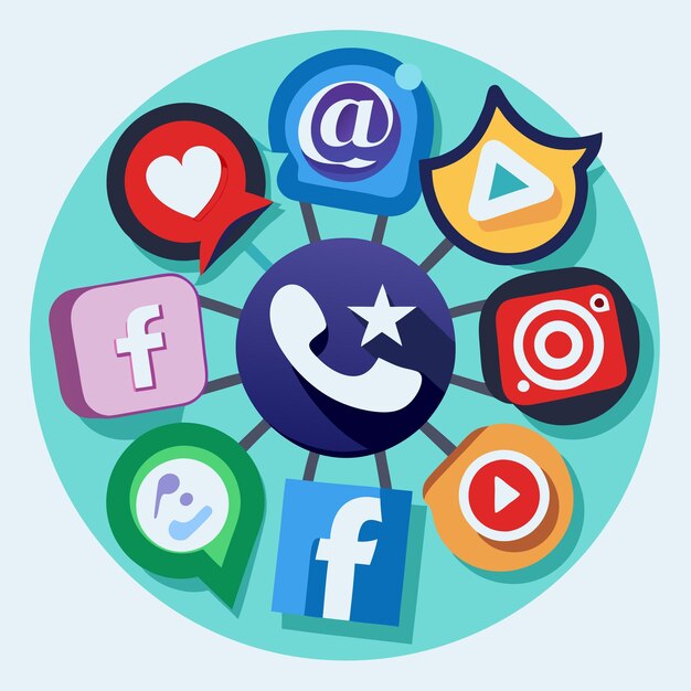 Colección completa de íconos de las redes sociales Ilustración vectorial