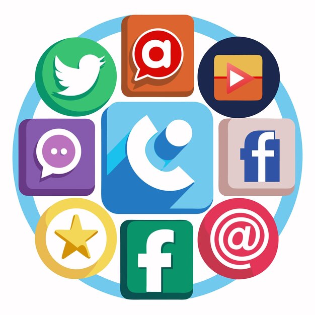 Colección completa de íconos de las redes sociales Ilustración vectorial