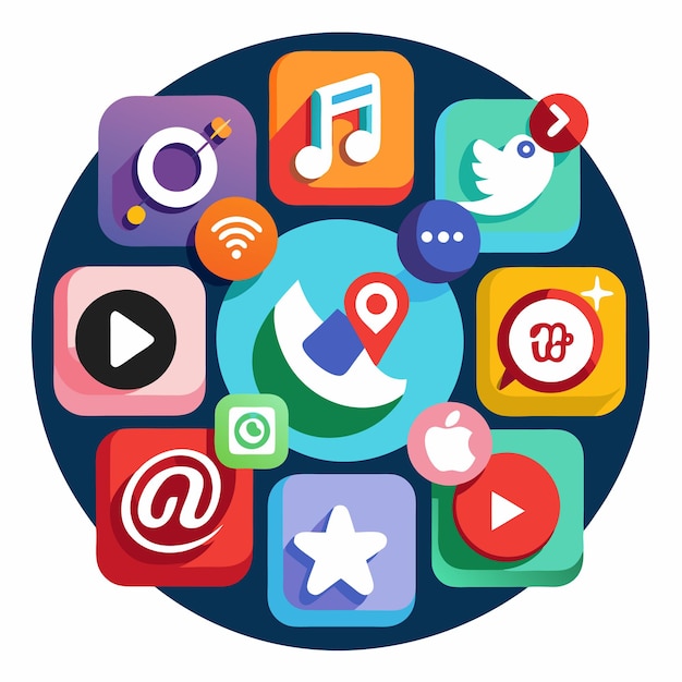Colección completa de íconos de las redes sociales Ilustración vectorial