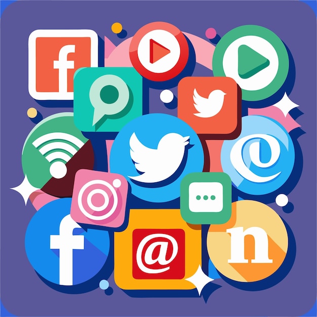 Colección completa de íconos de las redes sociales Ilustración vectorial