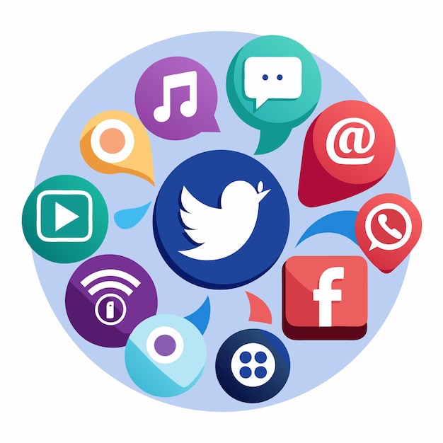 Colección completa de íconos de las redes sociales Ilustración vectorial