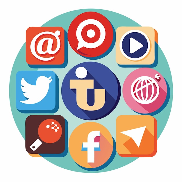 Colección completa de íconos de las redes sociales Ilustración vectorial