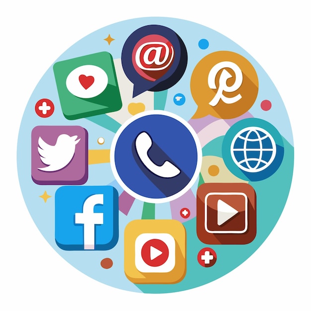 Colección completa de íconos de las redes sociales Ilustración vectorial