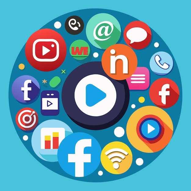 Colección completa de íconos de las redes sociales Ilustración vectorial