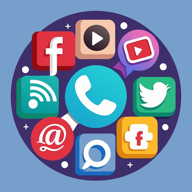 Colección completa de íconos de las redes sociales Ilustración vectorial