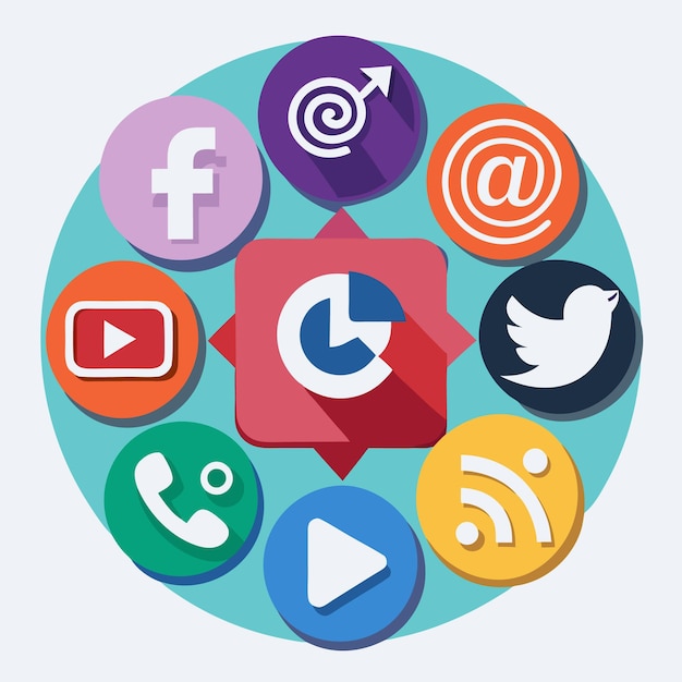 Colección completa de íconos de las redes sociales Ilustración vectorial