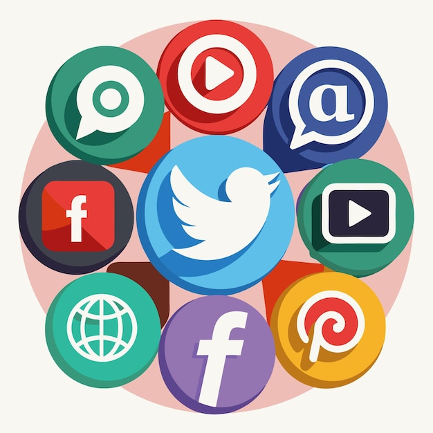 Colección completa de íconos de las redes sociales Ilustración vectorial