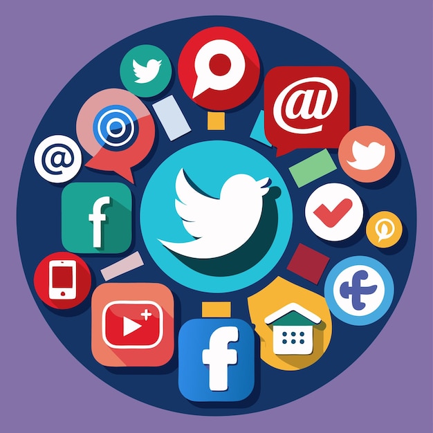 Colección completa de íconos de las redes sociales Ilustración vectorial