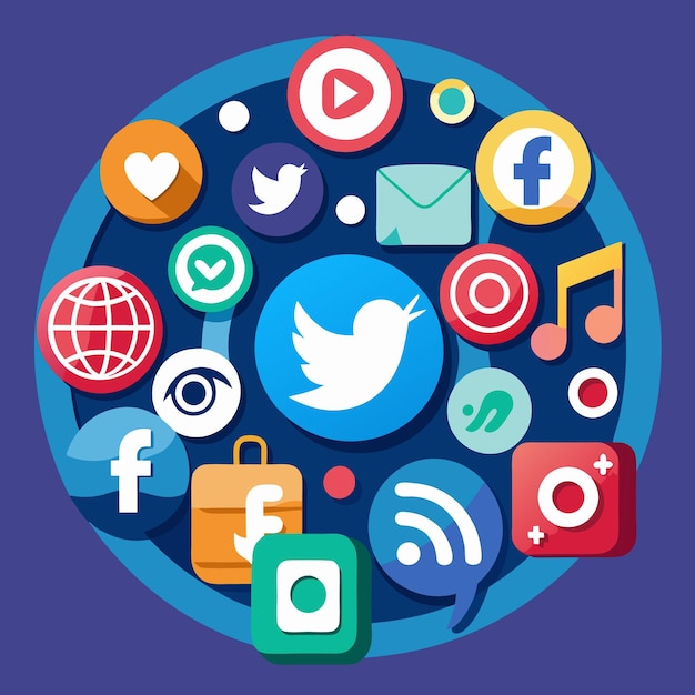 Colección completa de íconos de las redes sociales Ilustración vectorial