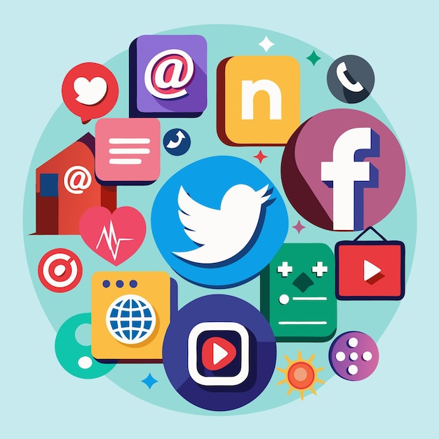 Colección completa de íconos de las redes sociales Ilustración vectorial
