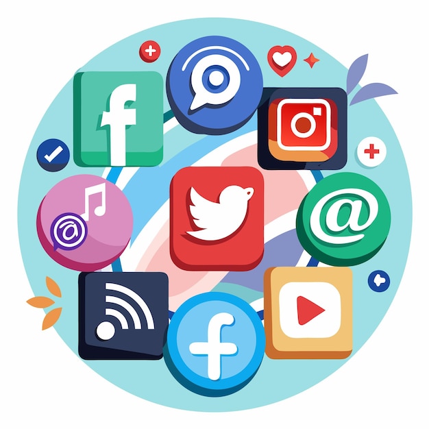 Colección completa de íconos de las redes sociales Ilustración vectorial