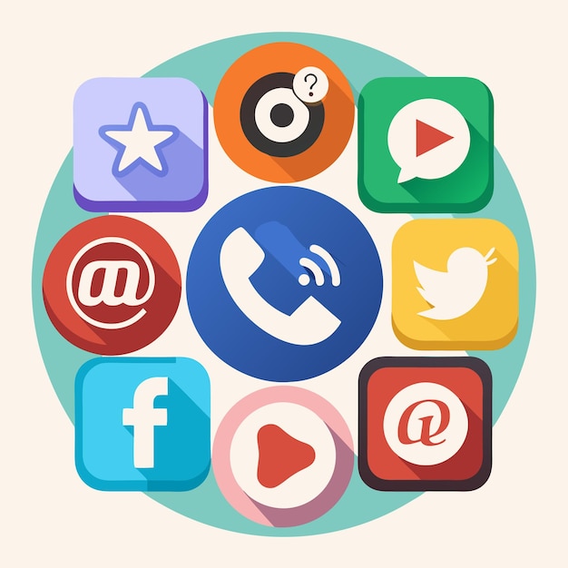 Colección completa de íconos de las redes sociales Ilustración vectorial
