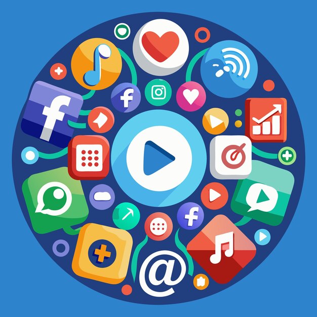 Colección completa de íconos de las redes sociales Ilustración vectorial