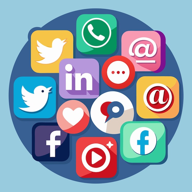 Colección completa de íconos de las redes sociales Ilustración vectorial