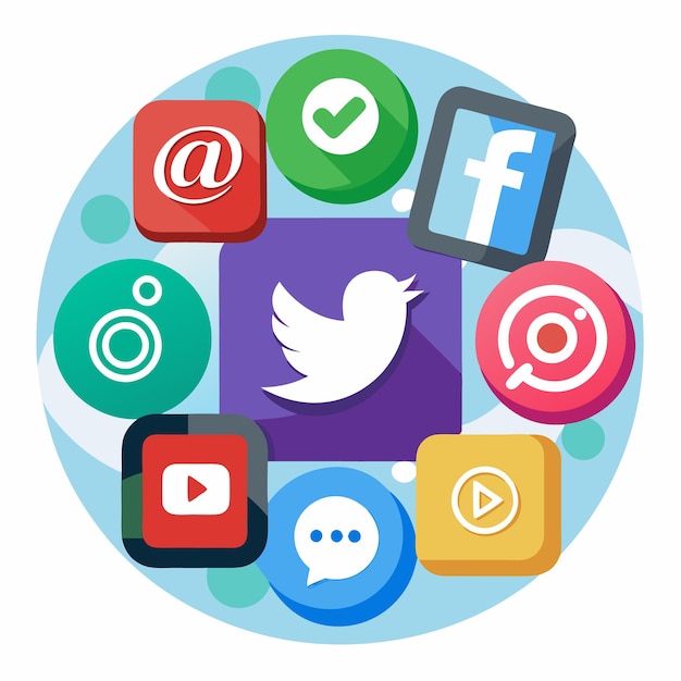 Colección completa de íconos de las redes sociales Ilustración vectorial