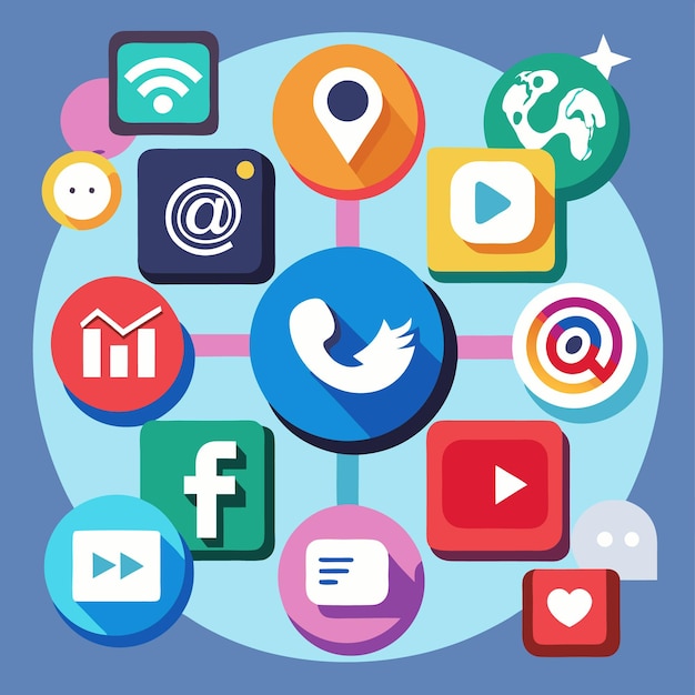Colección completa de íconos de las redes sociales Ilustración vectorial
