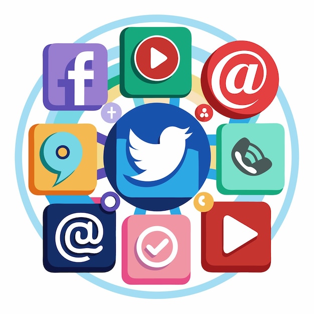 Colección completa de íconos de las redes sociales Ilustración vectorial