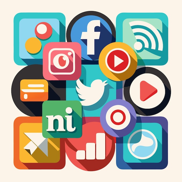 Colección completa de íconos de las redes sociales Ilustración vectorial