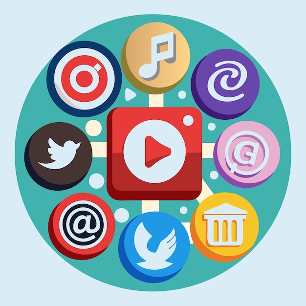Colección completa de íconos de las redes sociales Ilustración vectorial