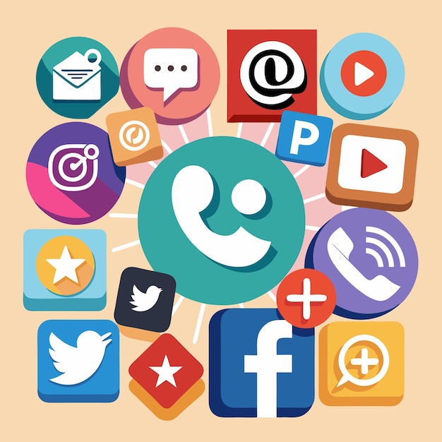 Colección completa de íconos de las redes sociales Ilustración vectorial