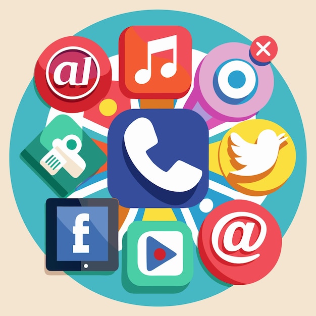 Colección completa de íconos de las redes sociales Ilustración vectorial