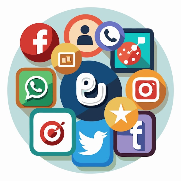 Colección completa de íconos de las redes sociales Ilustración vectorial