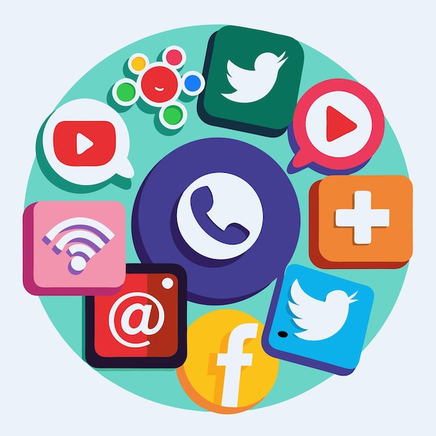 Colección completa de íconos de las redes sociales Ilustración vectorial