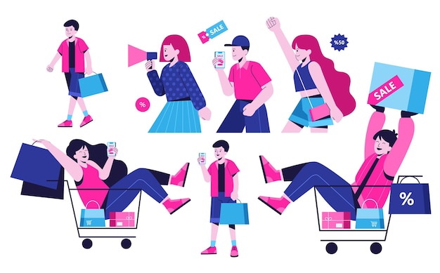 Una colección de compras en línea del lunes cibernético