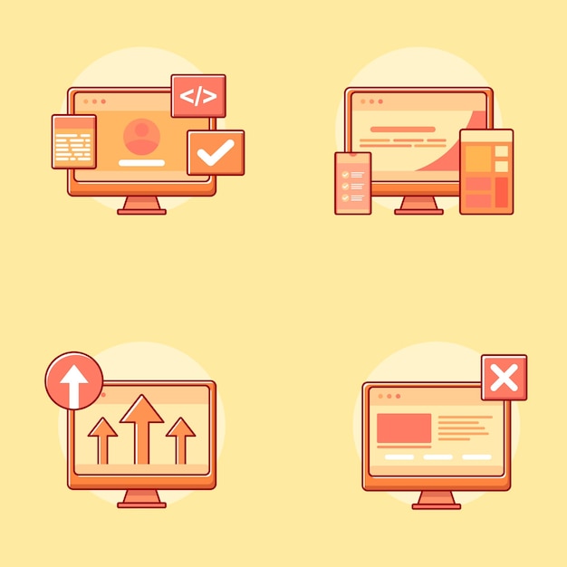 Colección de concepto de desarrollo web en ilustración de diseño plano