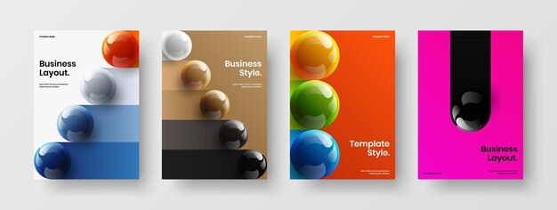 Colección de concepto de primera página de bolas 3D premium