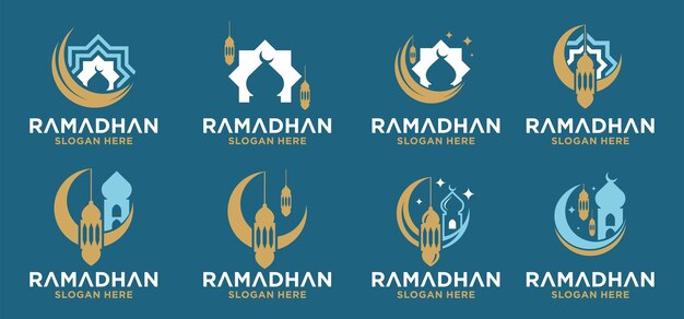 Colección de conceptos de logotipos islámicos para el mes de Ramadán