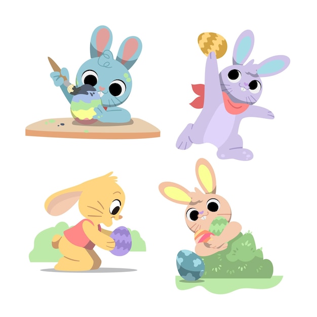 Colección conejito de pascua dibujado a mano