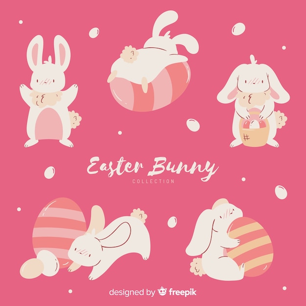 Colección de conejitos de Pascua planos