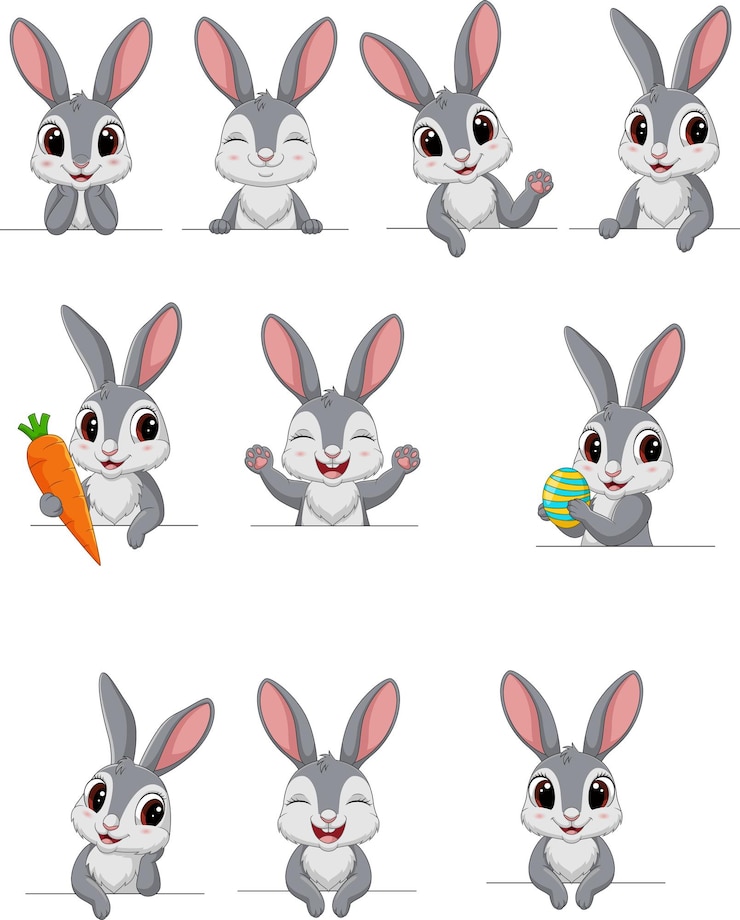 Vector colección de conejos de dibujos animados