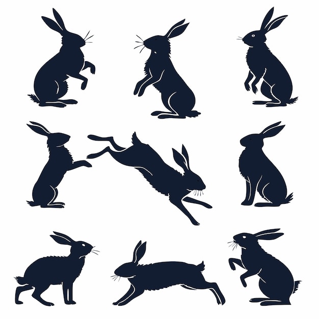 Colección de conejos de silueta