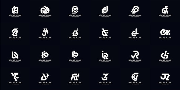 Colección conjunto completo combinación abstracta letra a - z monograma diseño de logotipo