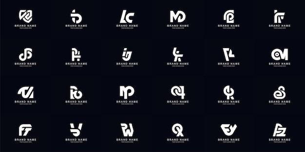 Colección conjunto completo combinación abstracta letra a - z monograma diseño de logotipo