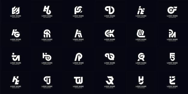 Colección conjunto completo combinación abstracta letra a - z monograma diseño de logotipo
