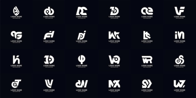 Colección conjunto completo resumen combinar letra az monograma diseño de logotipo