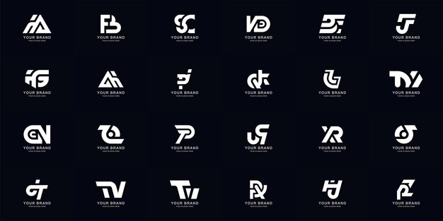 Colección conjunto completo resumen combinar letra az monograma diseño de logotipo